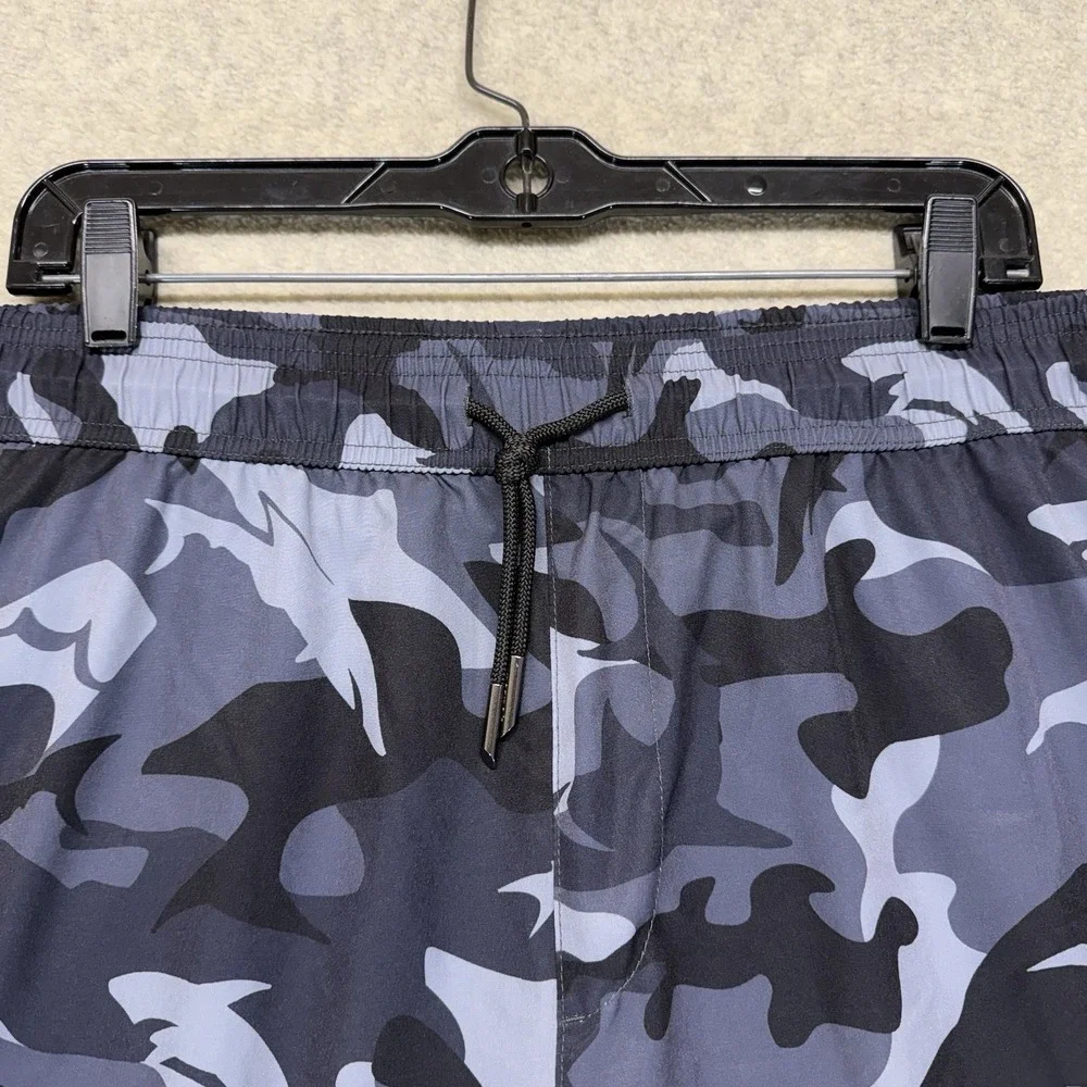 Maamgic‎ Mens Swim Trunks Lot of 2 XXL Lined Black Print Gray Camo Shorts